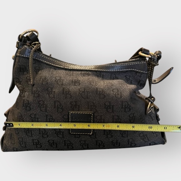 Authentic Dooney & Bourke Black DB Monogram Shoulder Bag w Duck Charm Vintage - Picture 11 of 16